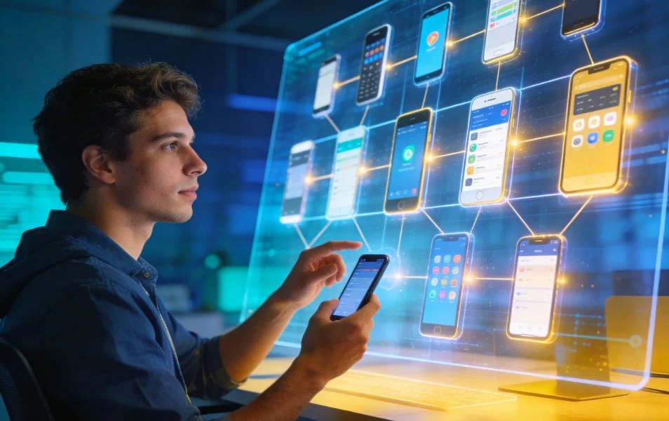 Vývojár testuje mobilnú aplikáciu na reálnych zariadeniach pomocou Kobiton platformy